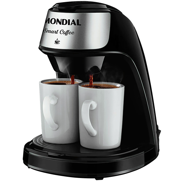 Cafetera Mondial Smart Coffee C-42-2X-BI 500 watts 220V ~ 50 / 60 Hz con 2 Tazas - Negra / Plata